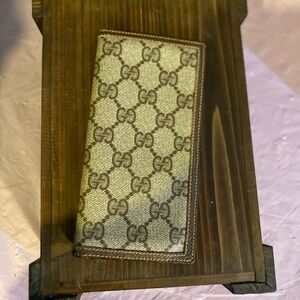 Gucci Beige and Brown Monogram Card Holder